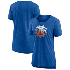 New York Knicks Women's Gradient Logo Tri-Blend T-Shirt Heather Blue outlet