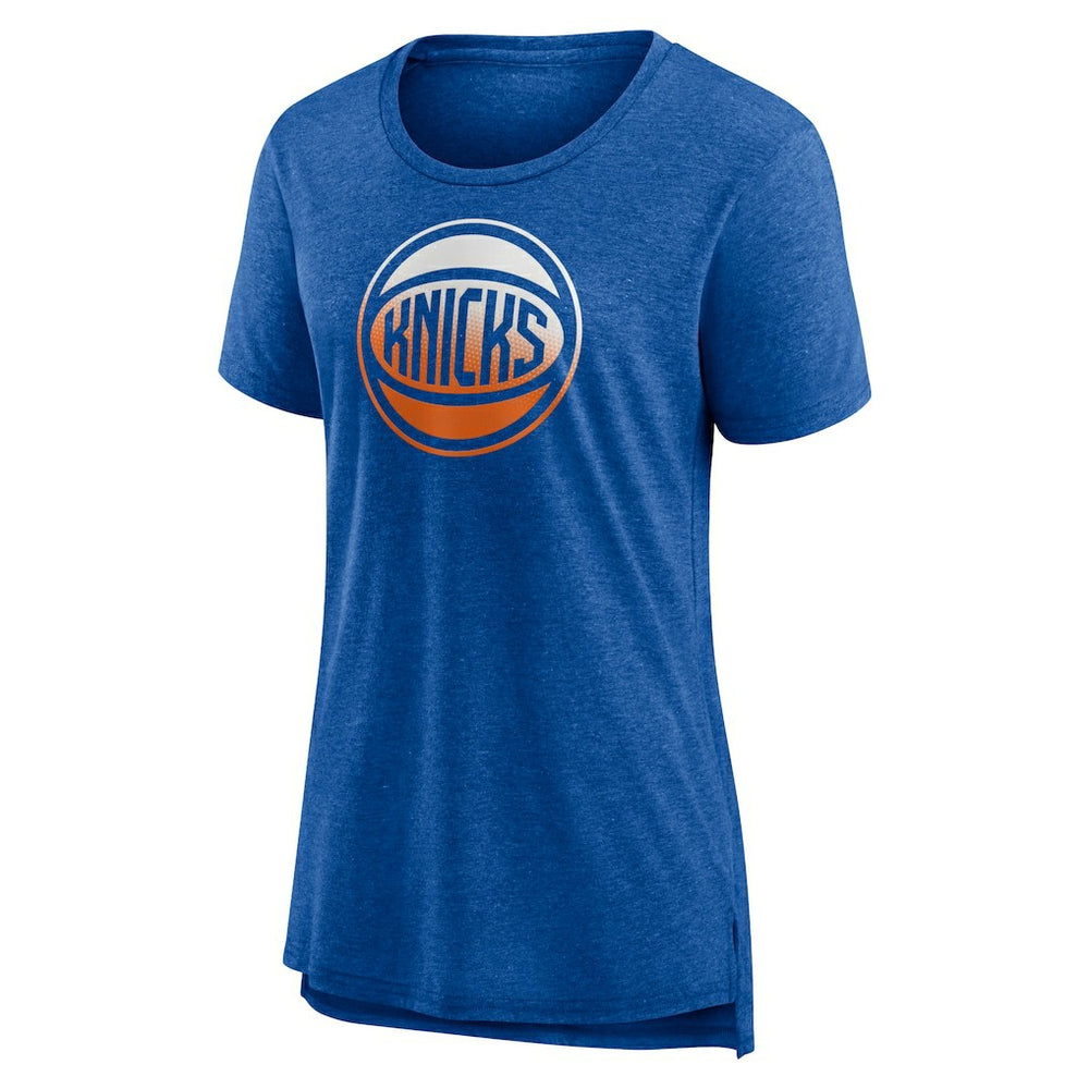 New York Knicks Women's Gradient Logo Tri-Blend T-Shirt Heather Blue outlet