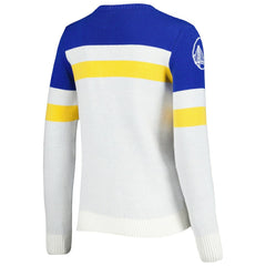 Golden State Warriors Lusso Women's Dominique Pullover Sweater Royal/Cream