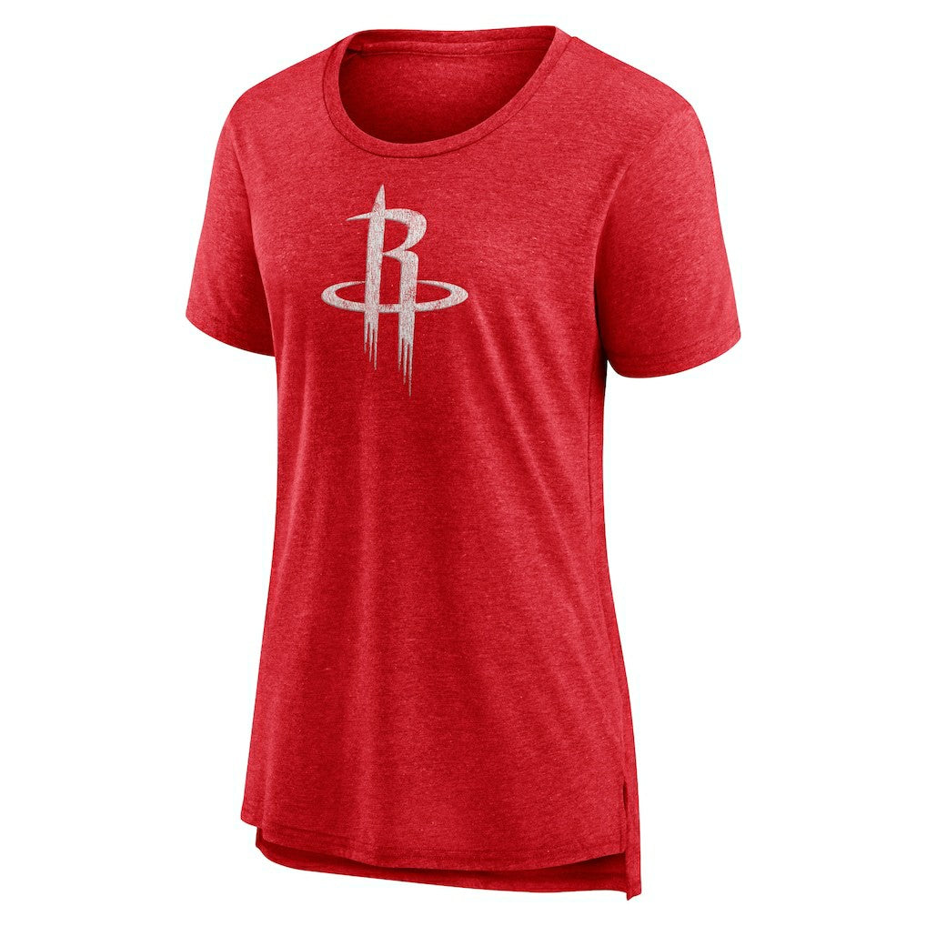 Houston Rockets Women's Distressed Logo Tri-Blend T-Shirt Heather Red