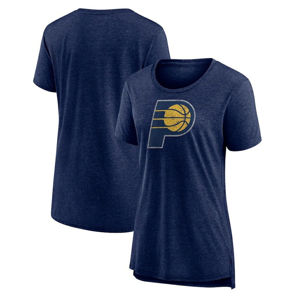 Indiana Pacers Women's Distressed Logo Tri-Blend T-Shirt Heather Navy
