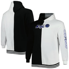 Orlando Magic Hardwood Classics Big & Tall Hardwood Classics Split Pullover Hoodie Black/White - Mitchell & Ness