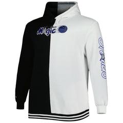 Orlando Magic Hardwood Classics Big & Tall Hardwood Classics Split Pullover Hoodie Black/White - Mitchell & Ness