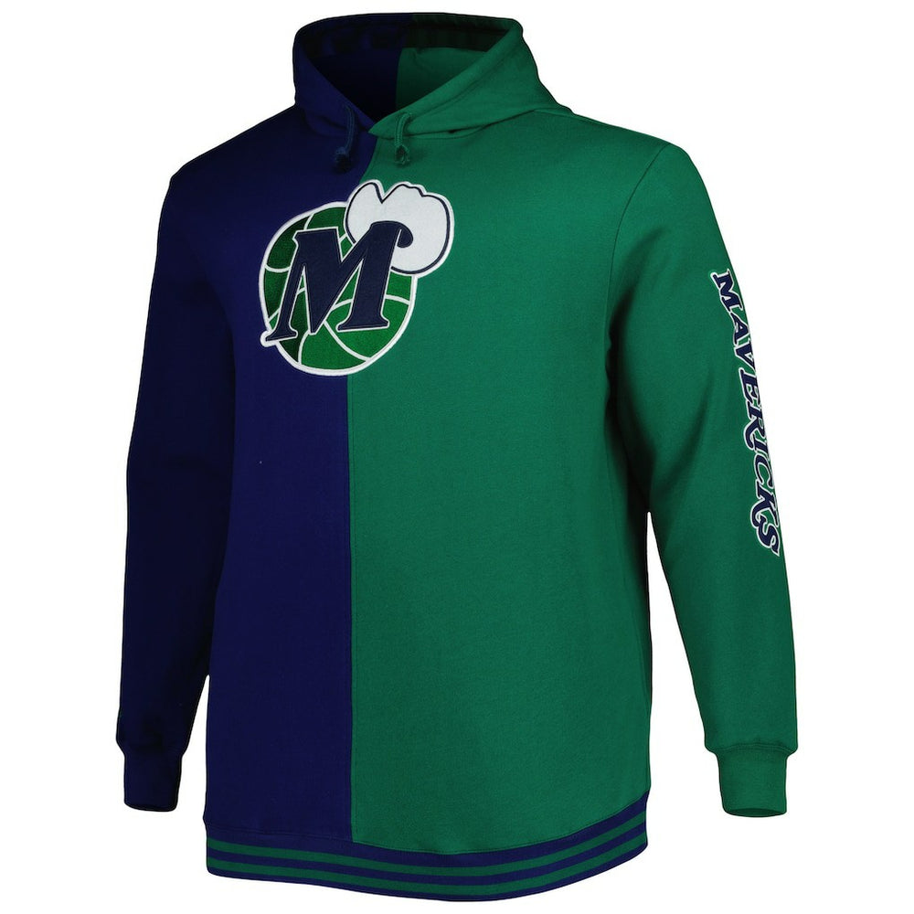 Dallas Mavericks Hardwood Classics Big & Tall Hardwood Classics Split Pullover Hoodie Navy/Green - Mitchell & Ness