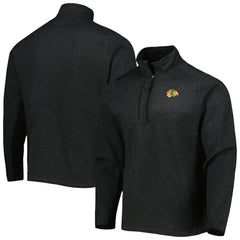 Chicago Blackhawks Antigua Course Quarter-Zip Jacket - Heathered Black | US 5138515