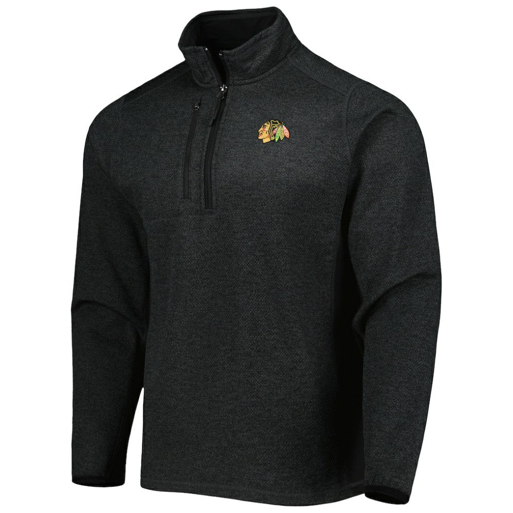 Chicago Blackhawks Antigua Course Quarter-Zip Jacket - Heathered Black | US 5138515