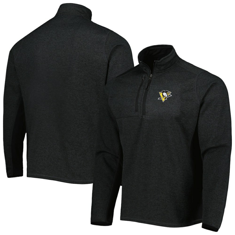 Pittsburgh Penguins Antigua Course Quarter-Zip Jacket - Heathered Black | US 5138525