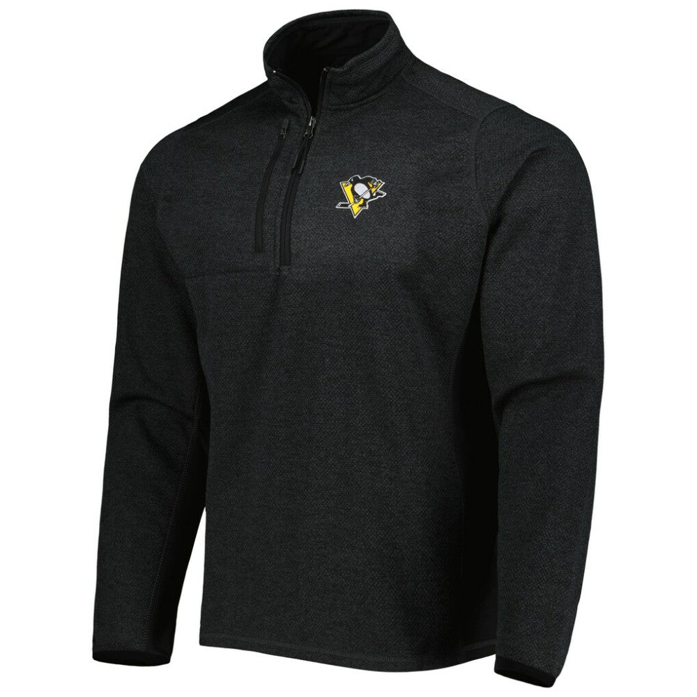 Pittsburgh Penguins Antigua Course Quarter-Zip Jacket - Heathered Black | US 5138525