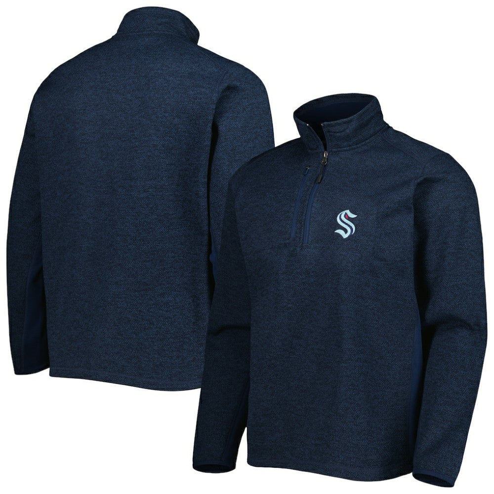 Seattle Kraken Antigua Course Quarter-Zip Jacket - Heathered Deep Sea Blue | US 5138528