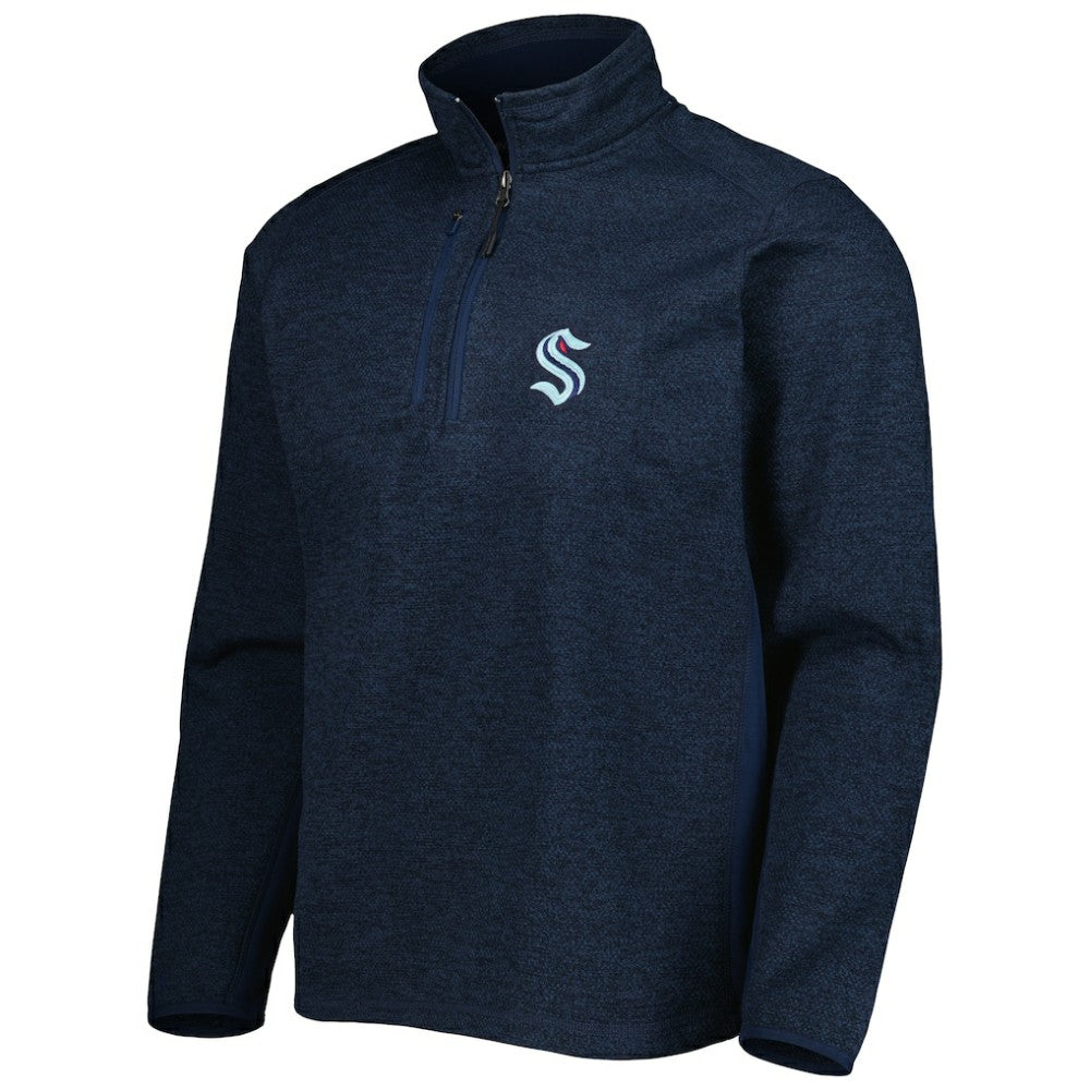 Seattle Kraken Antigua Course Quarter-Zip Jacket - Heathered Deep Sea Blue | US 5138528