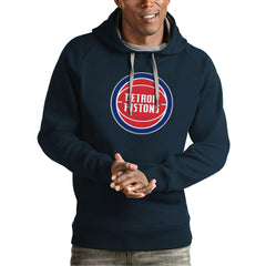 Detroit Pistons Antigua Team Logo Victory Pullover Hoodie Navy