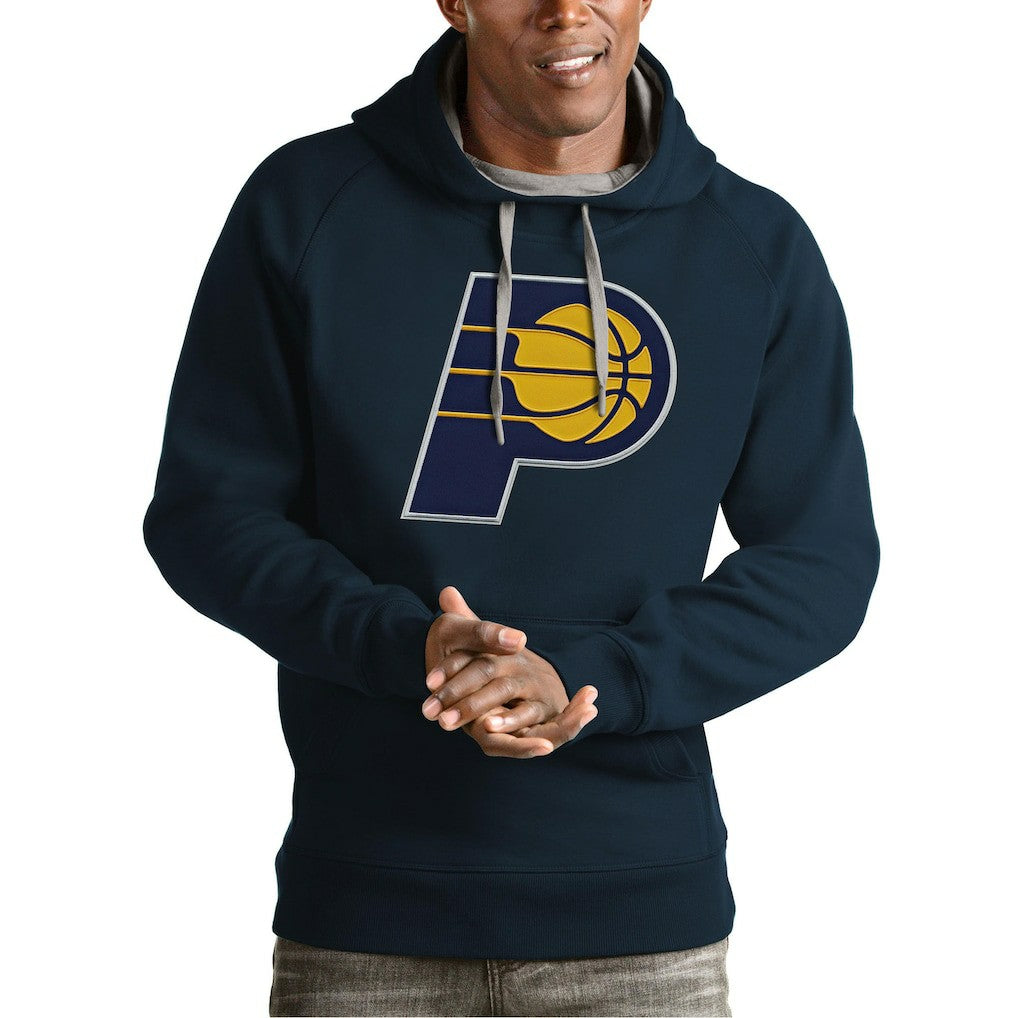 Indiana Pacers Antigua Team Logo Victory Pullover Hoodie Navy