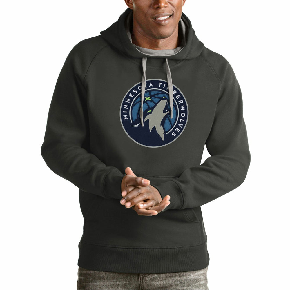 Minnesota Timberwolves Antigua Team Logo Victory Pullover Hoodie Charcoal