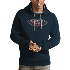 New Orleans Pelicans Antigua Team Logo Victory Pullover Hoodie Navy