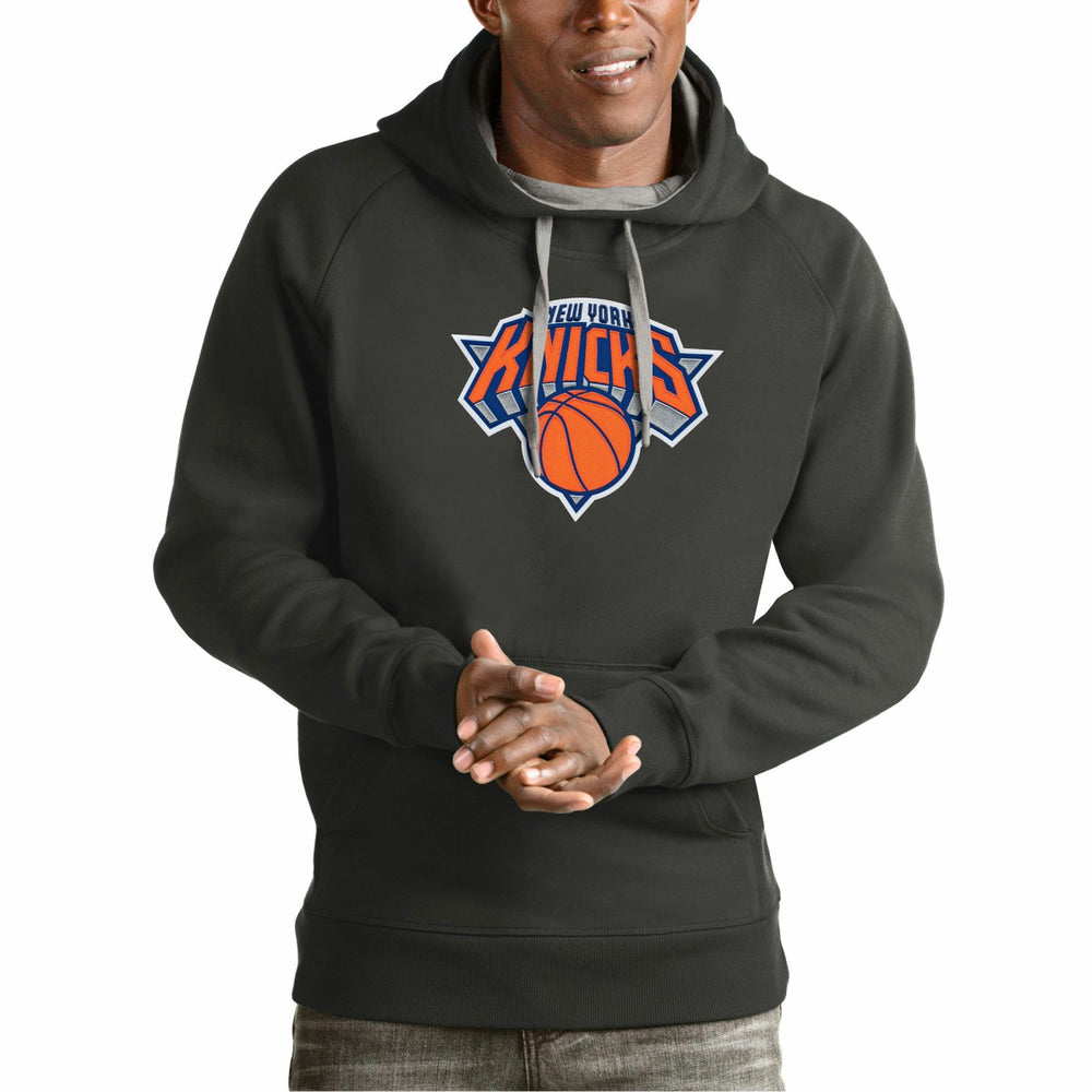 New York Knicks Antigua Team Logo Victory Pullover Hoodie Charcoal outlet