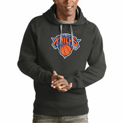 New York Knicks Antigua Team Logo Victory Pullover Hoodie Charcoal outlet