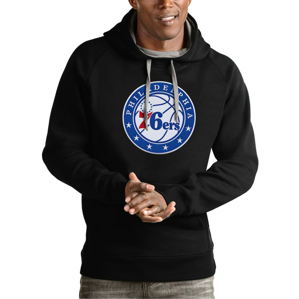 Philadelphia 76ers Antigua Team Logo Victory Pullover Hoodie Black outlet
