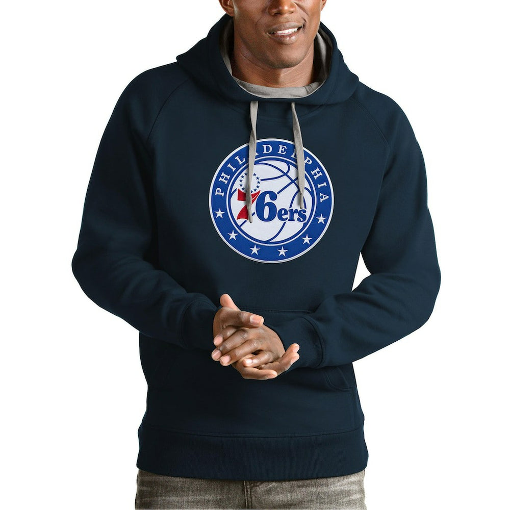 Philadelphia 76ers Antigua Team Logo Victory Pullover Hoodie Navy outlet