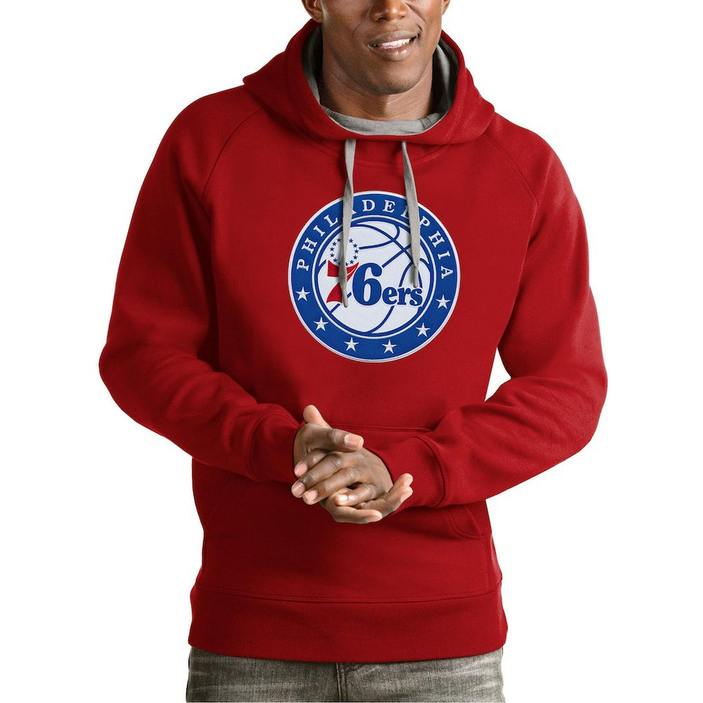 Philadelphia 76ers Antigua Team Logo Victory Pullover Hoodie Red
