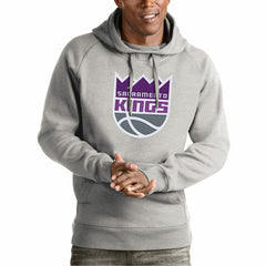 Sacramento Kings Antigua Team Logo Victory Pullover Hoodie Heather Gray outlet