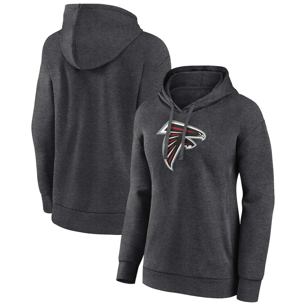 Atlanta Falcons Women's Primary Logo Pullover Hoodie - Charcoal Hoodies