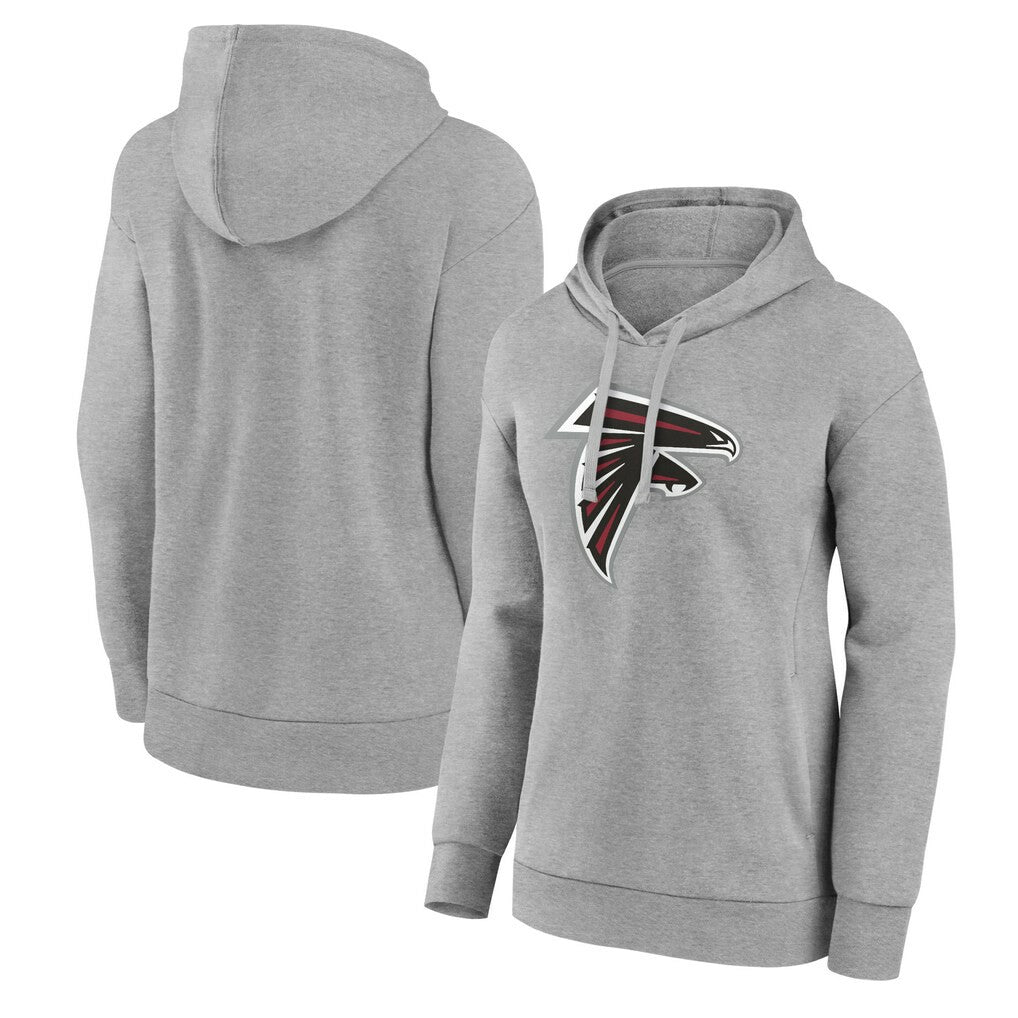 Atlanta Falcons Women's Primary Logo Pullover Hoodie - Gray Hoodies
