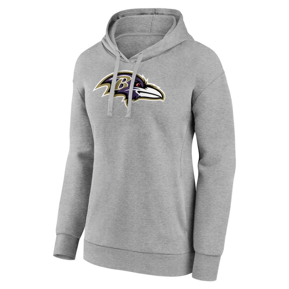 Baltimore Ravens Women's Primary Logo Pullover Hoodie - Gray Hoodies