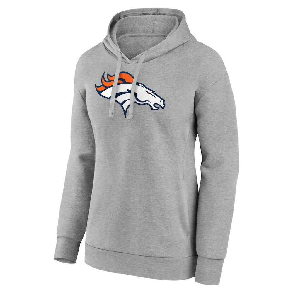 Denver Broncos Women's Primary Logo Pullover Hoodie - Gray Hoodies