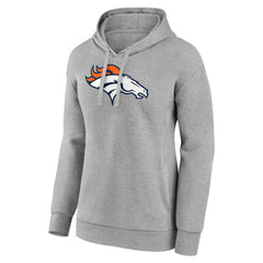 Denver Broncos Women's Primary Logo Pullover Hoodie - Gray Hoodies