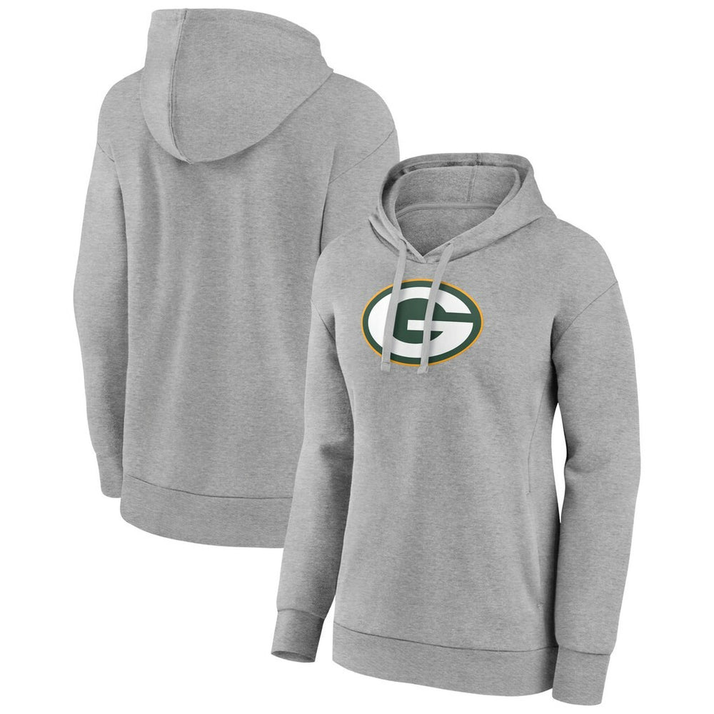 Green Bay Packers Women's Primary Logo Pullover Hoodie - Gray Hoodies