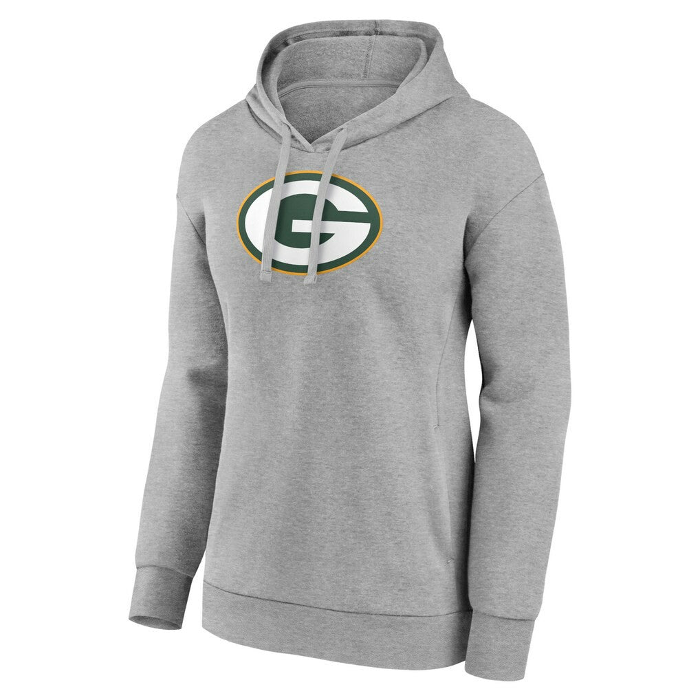 Green Bay Packers Women's Primary Logo Pullover Hoodie - Gray Hoodies