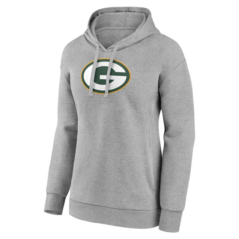 Green Bay Packers Women's Primary Logo Pullover Hoodie - Gray Hoodies
