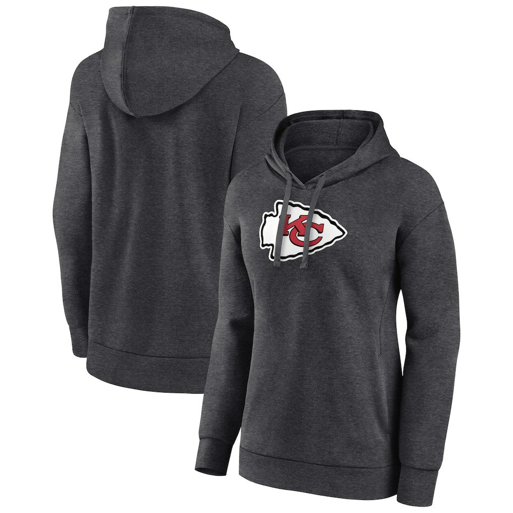 Kansas City Chiefs Women's Primary Logo Pullover Hoodie - Charcoal Hoodies