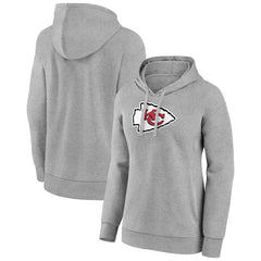 Kansas City Chiefs Women's Primary Logo Pullover Hoodie - Gray Hoodies