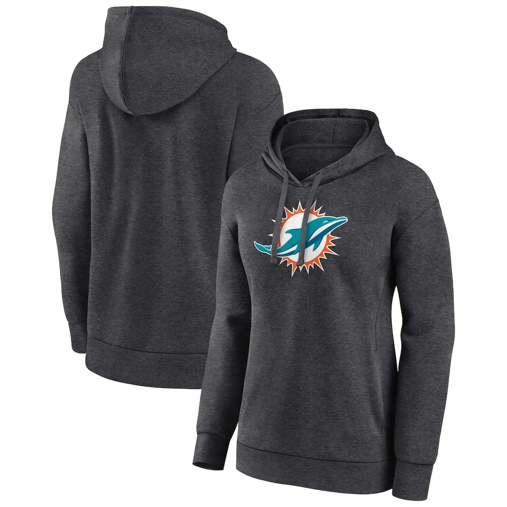 Miami Dolphins Women's Primary Logo Pullover Hoodie - Charcoal Hoodies