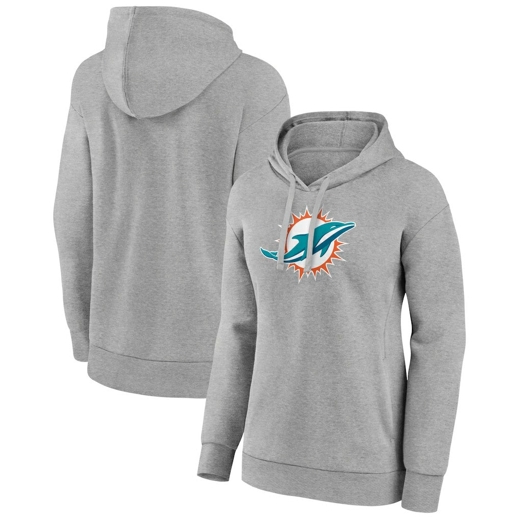 Miami Dolphins Women's Primary Logo Pullover Hoodie - Gray Hoodies