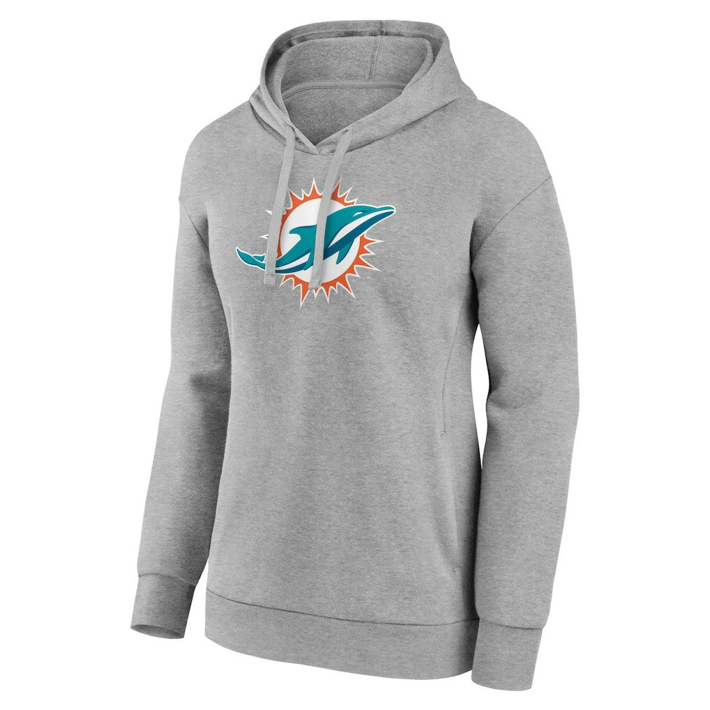 Miami Dolphins Women's Primary Logo Pullover Hoodie - Gray Hoodies