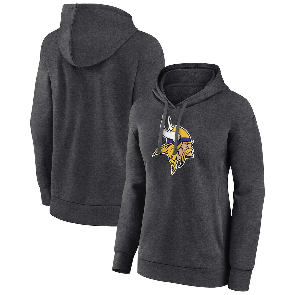 Minnesota Vikings Women's Primary Logo Pullover Hoodie - Charcoal Hoodies