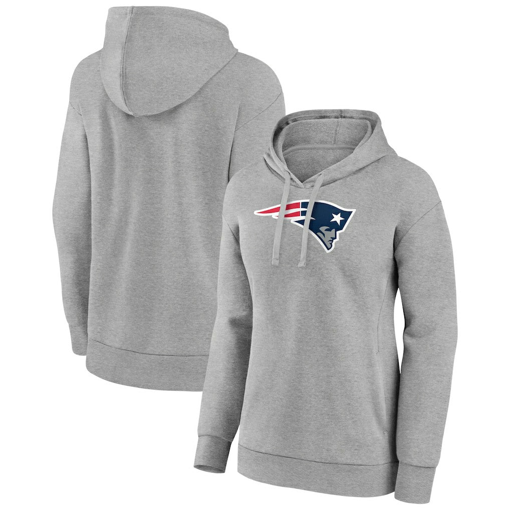 New England Patriots Women's Primary Logo Pullover Hoodie - Gray Hoodies