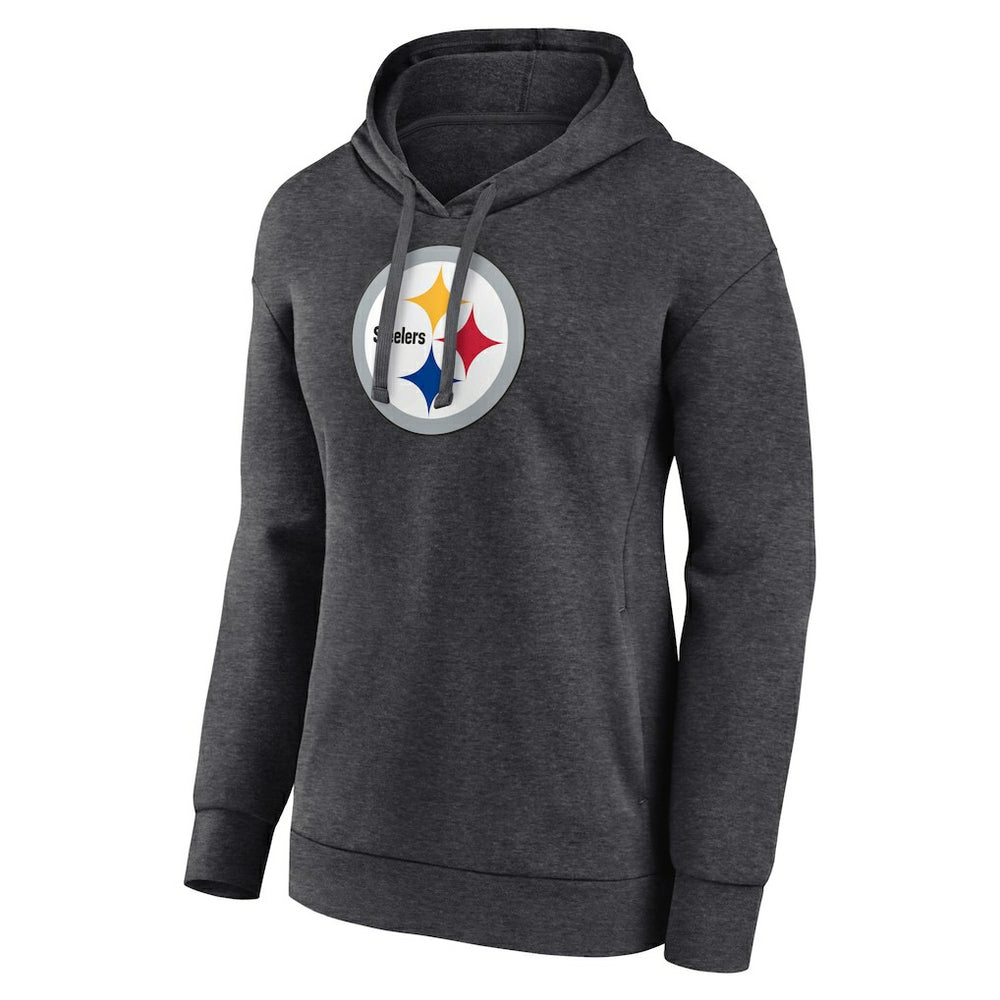Pittsburgh Steelers Women's Primary Logo Pullover Hoodie - Charcoal Hoodies