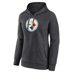 Pittsburgh Steelers Women's Primary Logo Pullover Hoodie - Charcoal Hoodies