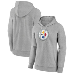 Pittsburgh Steelers Women's Primary Logo Pullover Hoodie - Gray Hoodies