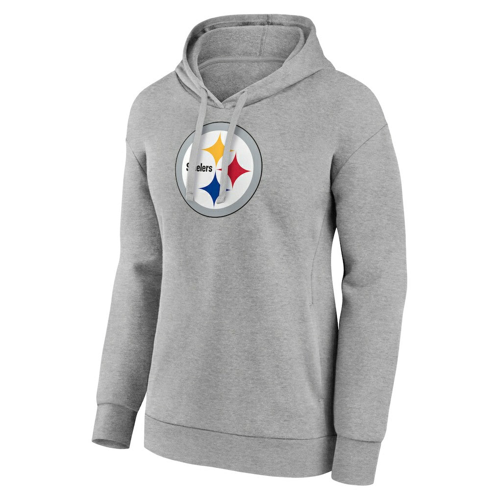 Pittsburgh Steelers Women's Primary Logo Pullover Hoodie - Gray Hoodies