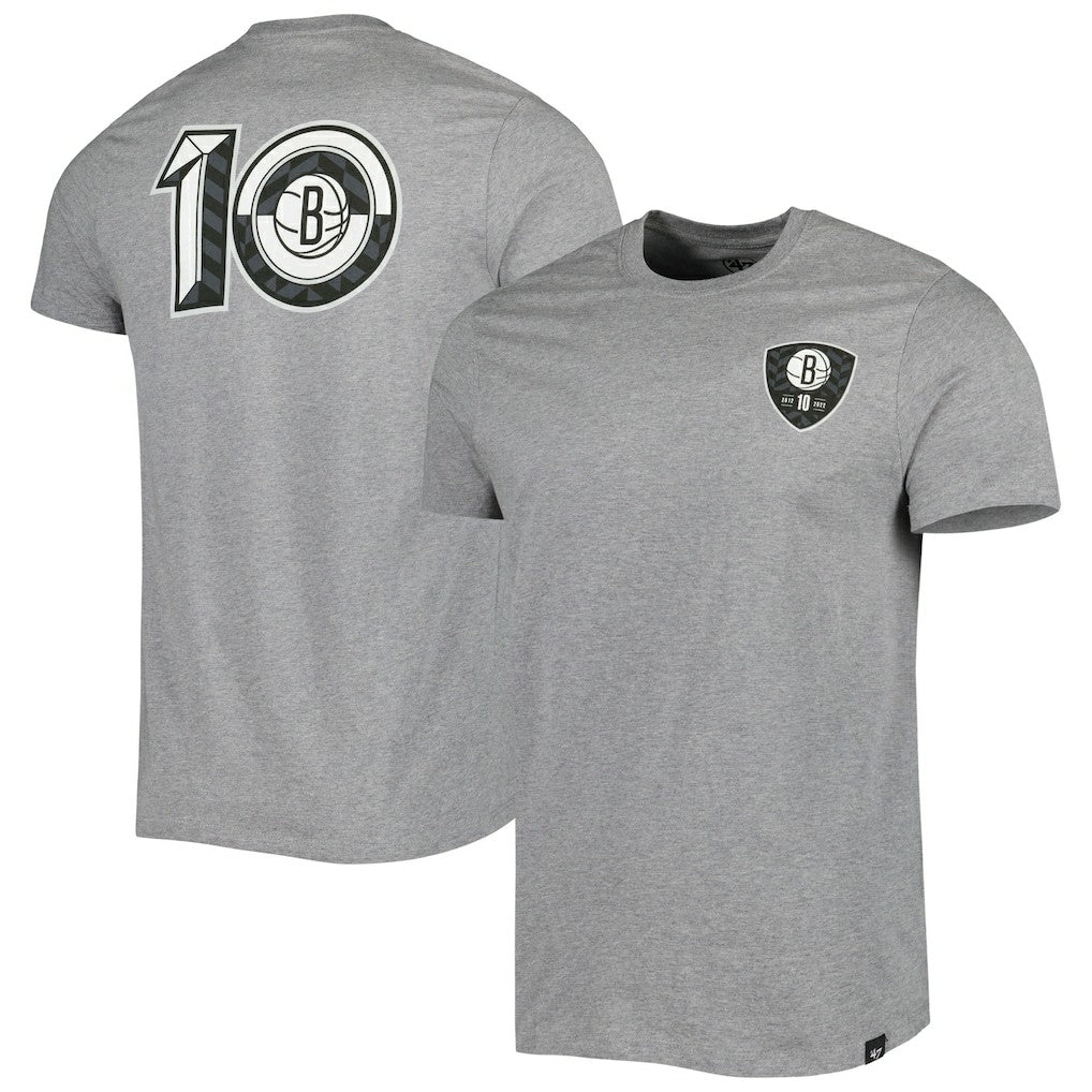 Brooklyn Nets '47 10th Anniversary Backer T-Shirt Heather Gray - 47 brand