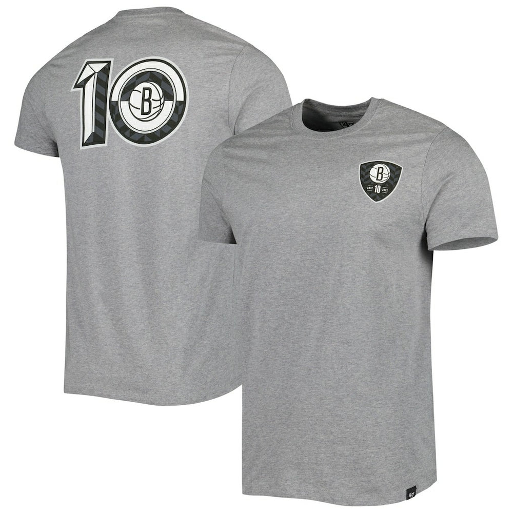 Brooklyn Nets '47 10th Anniversary Backer T-Shirt Heather Gray - 47 brand