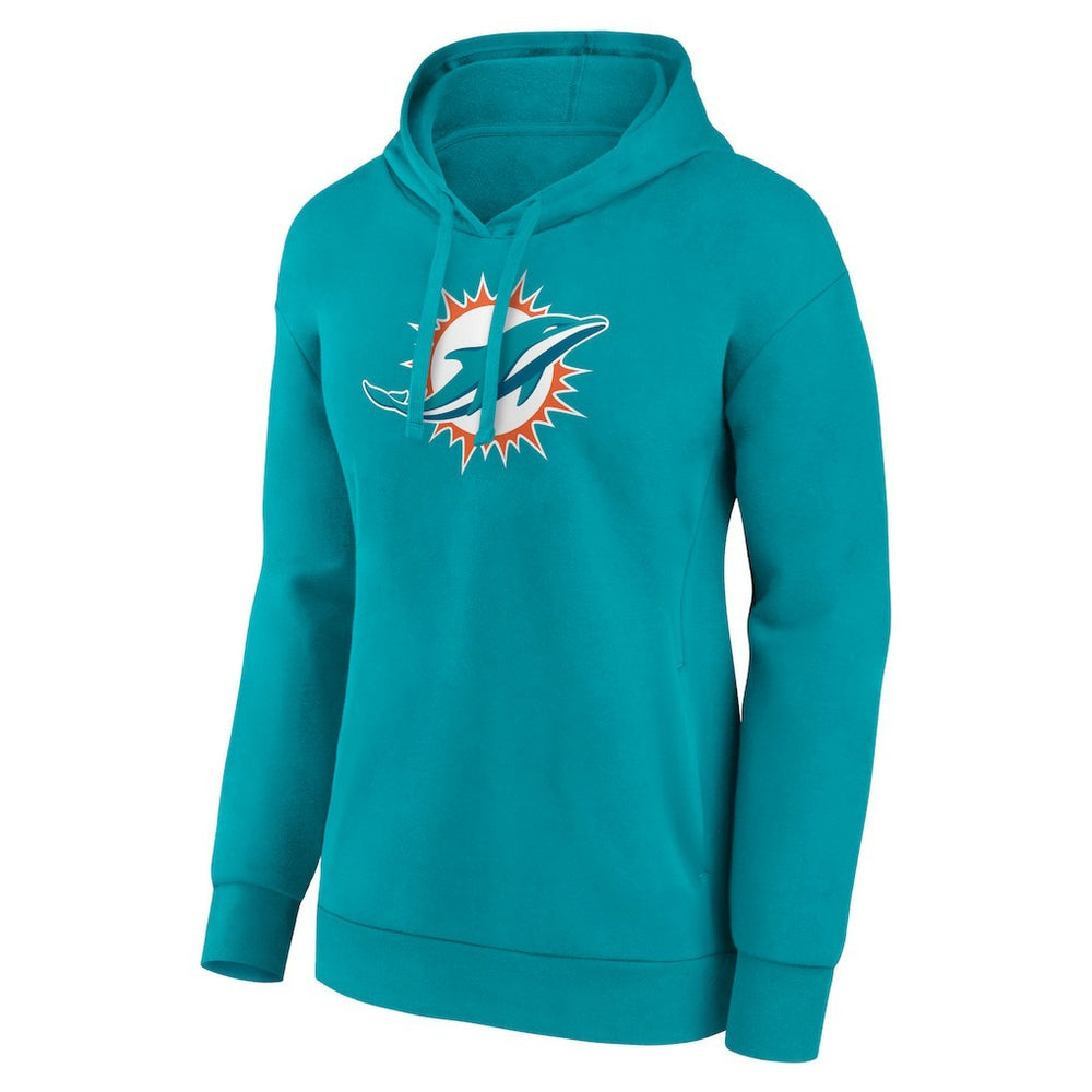 Miami Dolphins Women's Primary Logo Pullover Hoodie - Aqua Hoodies