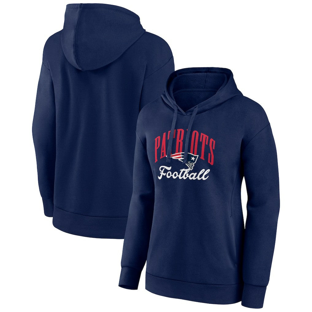 New England Patriots Women's Victory Script Pullover Hoodie - Navy Hoodies