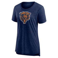 Chicago Bears Women's Throwback Team Logo Tri-Blend T-Shirt - Heather Navy T-shirts