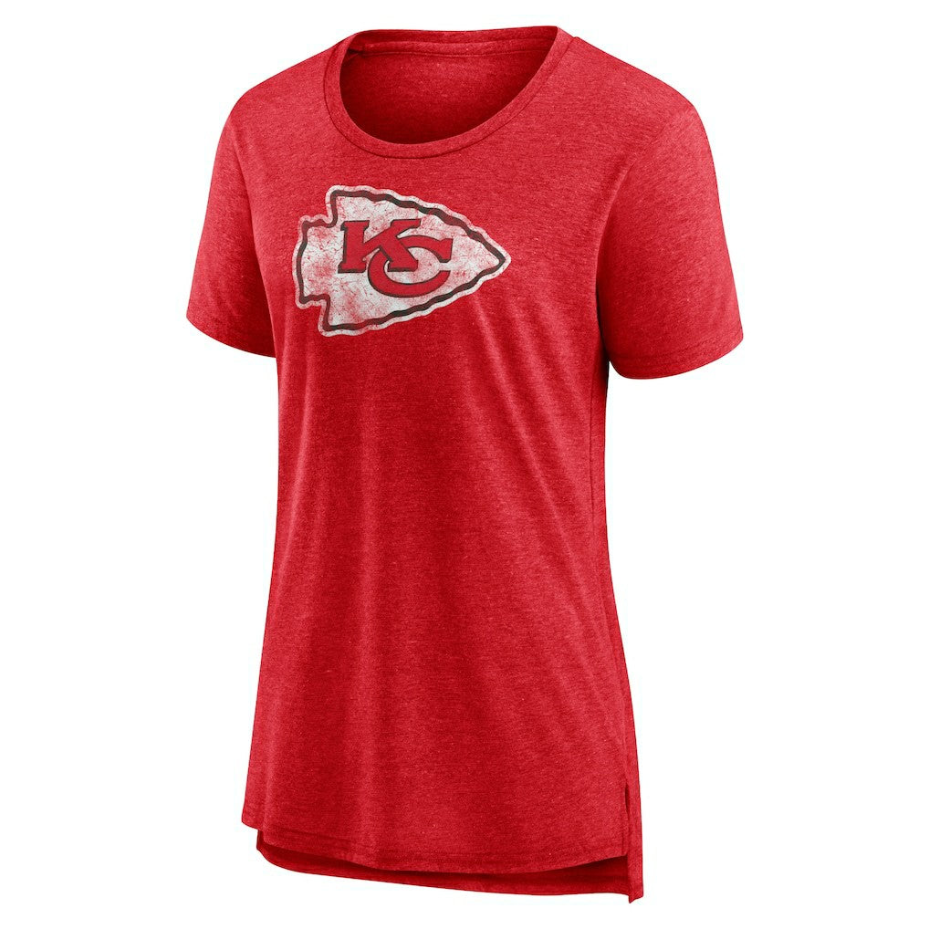 Kansas City Chiefs Women's Throwback Team Logo Tri-Blend T-Shirt - Heather Red T-shirts
