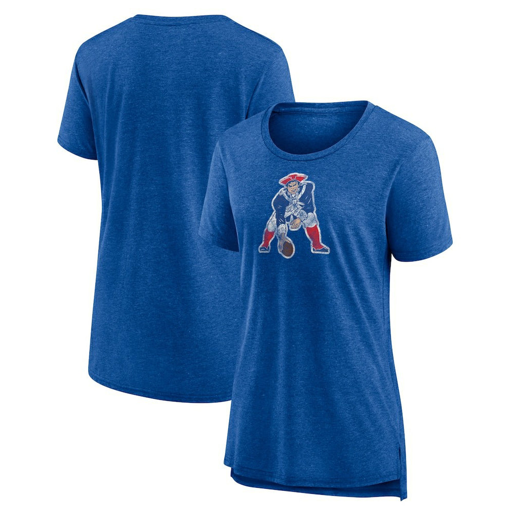 New England Patriots Women's Throwback Team Logo Tri-Blend T-Shirt - Heather Royal T-shirts